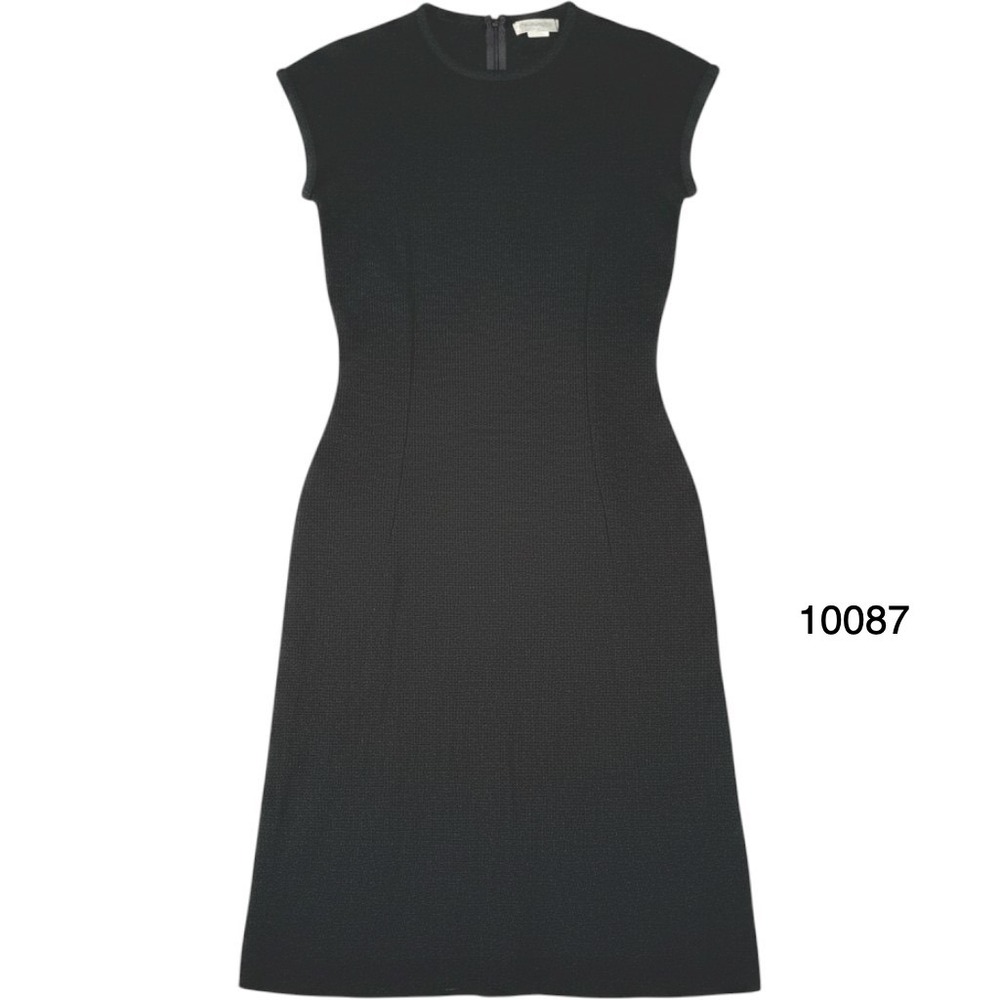 Mita Sweater Dress Women's 10 Black Tight Knit Sleeveless Round Neck Back Zipper